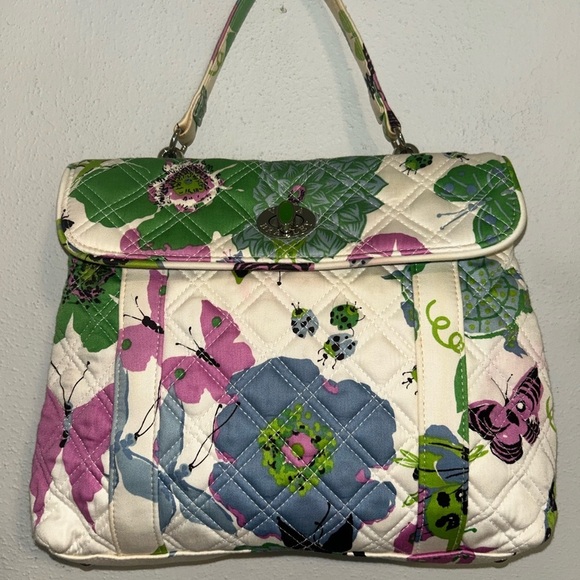 Vera Bradley Handbags - Vera Bradley beautiful Green and Pink Floral handheld Satchel